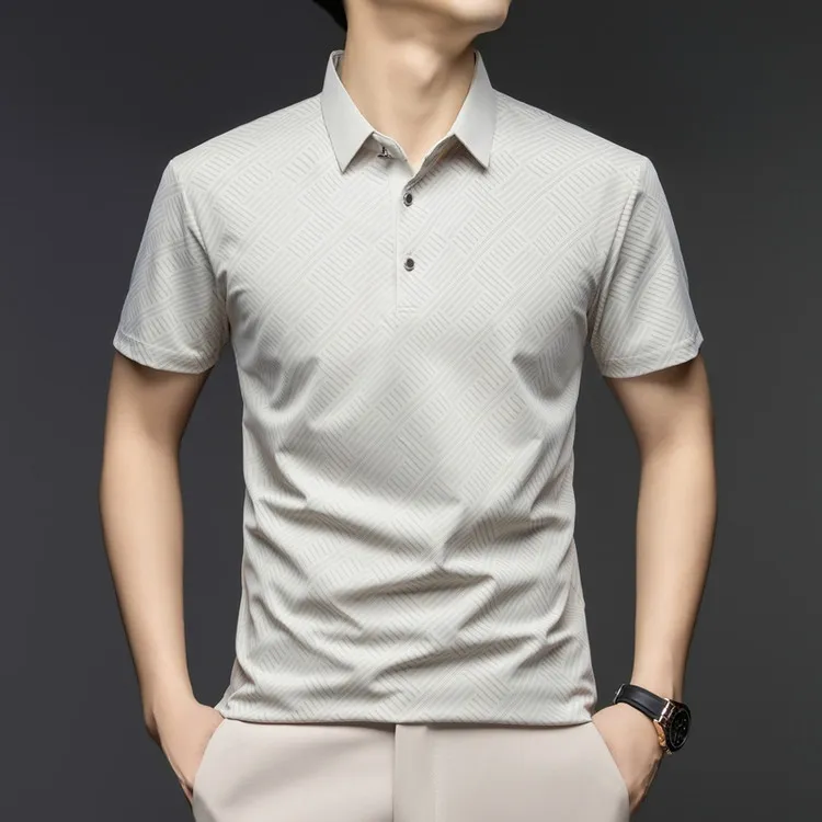 万古龙【无痕冰丝】夏季翻领男装高档透气薄款速干商务短袖Polo