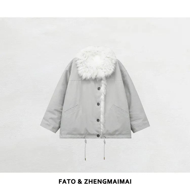 郑买买 欧尼小姐 秋冬款气质高级洋气韩系毛毛羽绒服 HH51221Y2