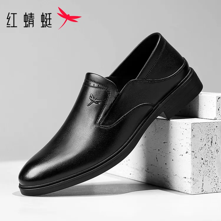 红蜻蜓男款爆款2025新款干净感痞帅大头皮鞋男士软底皮鞋底豆豆鞋