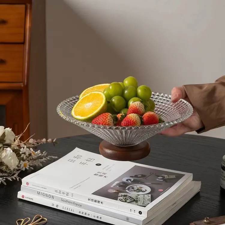 高档简约水果盘客厅家用法式玻璃糖果高档茶几高颜值零食收纳摆放