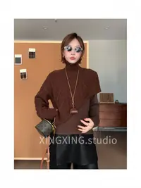 X.x.高级麻花毛衣女秋季新款圆领套头秋季软糯针织衫上衣88929