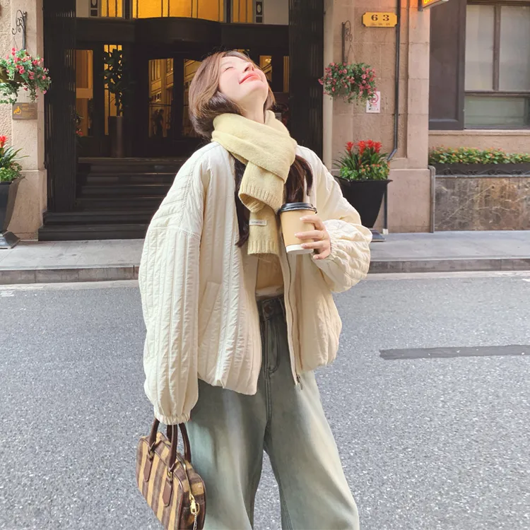 韩系极简风棉服外套2026冬季新款小众松弛感时尚百搭夹棉保暖棉衣
