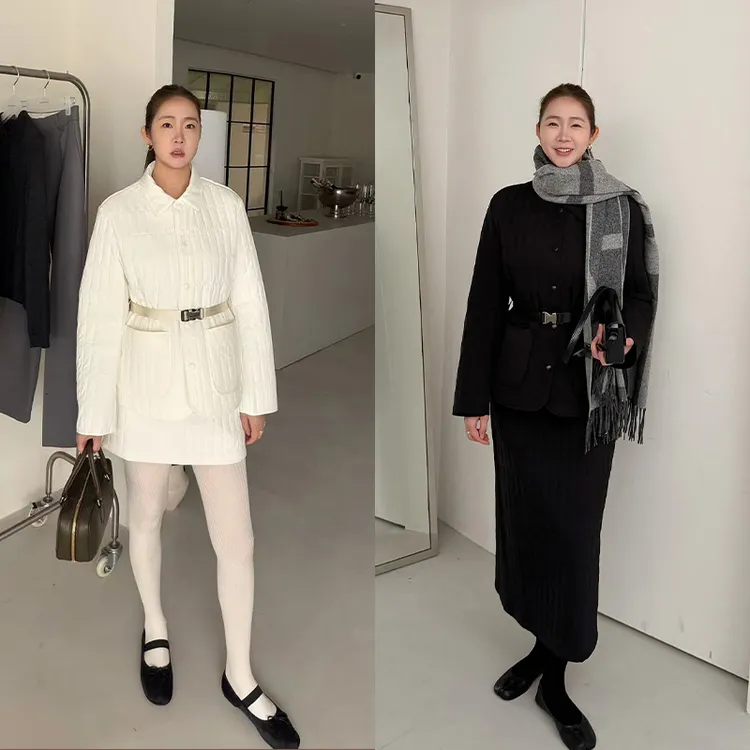 widelia陈魅儿2025秋冬新款 日系名媛风薄棉衣夹棉时尚套装816725