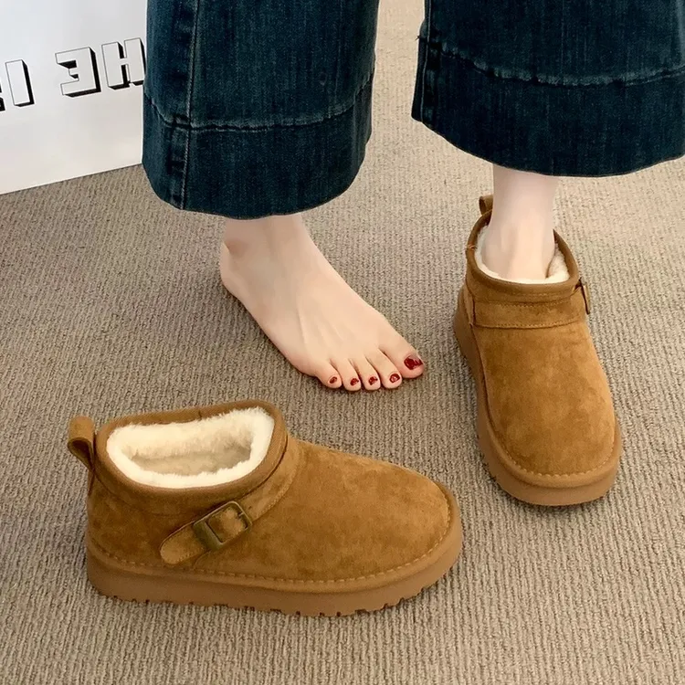 厚底勃肯雪地靴女款时尚2025冬季新款防水短筒棉鞋加绒加厚面包鞋