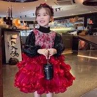 【现货】米米哈罗【华裳映福】女童加绒连衣裙冬公主裙拜年服D250094