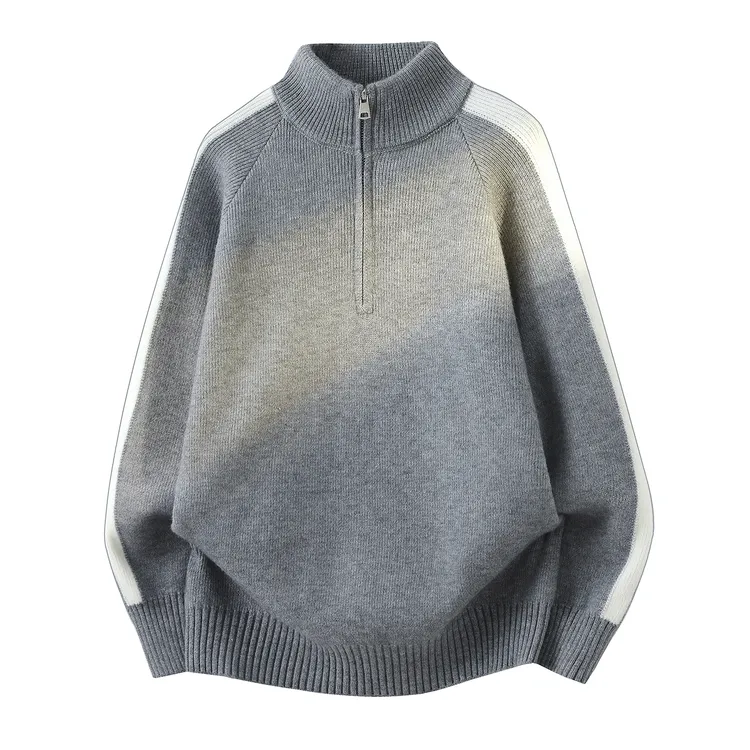 半高领拉链毛衣男秋冬季青少年加厚套头针织打底衫宽松保暖上衣潮