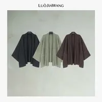 100%绵羊毛法式慵懒秋冬开衫长袖宽松型女斗篷开衫LUOJIAWANG