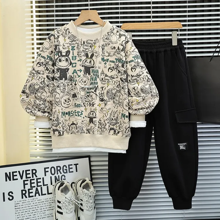 YeeHo0/英氏秋款卫衣套装新款休闲韩版运动两件套帅气潮