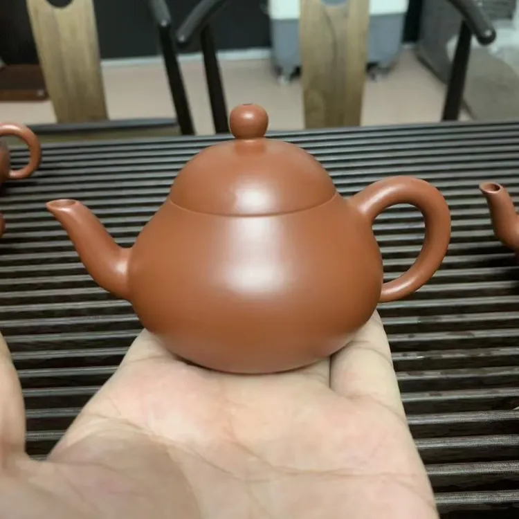 潮汕朱泥梨型手拉壶入门级纯手工小容量泡茶壶