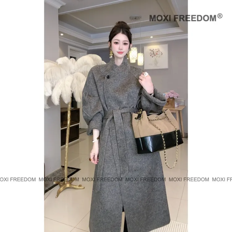 【人生大衣】25年秋冬新款熊棕灰腰带款休闲中长款双面羊毛大衣外套