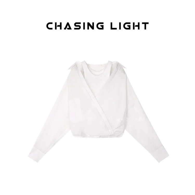 【CHASINGLIGHT】|高智姐姐|假两件褶皱衬衫 C1632