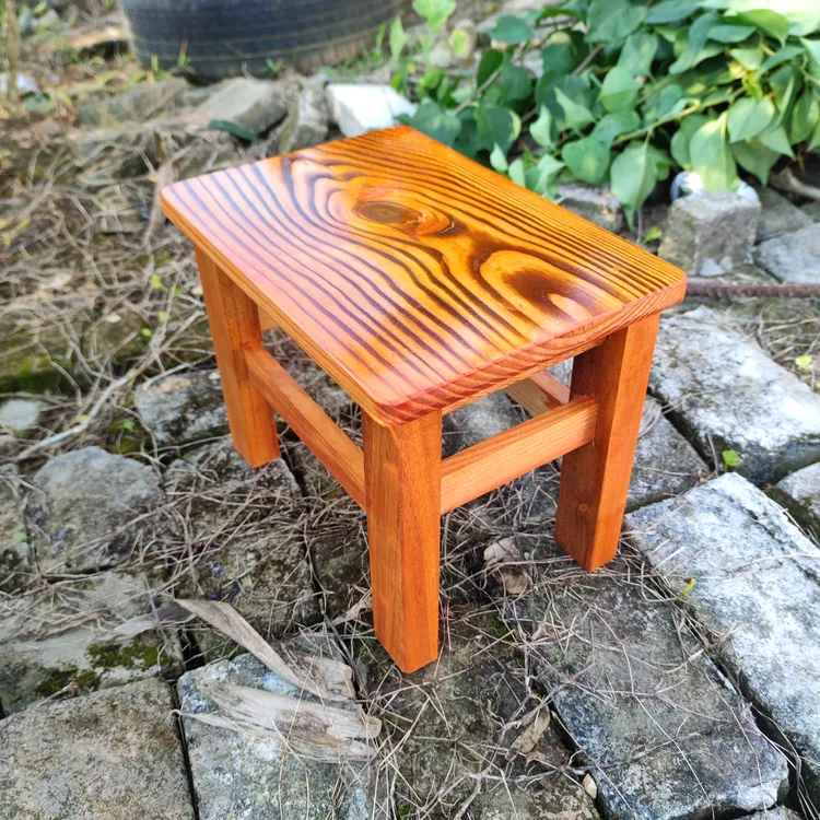25厘米高桉木脚炭化复古矮凳子全实木换鞋凳垫脚凳洗澡凳泡脚凳