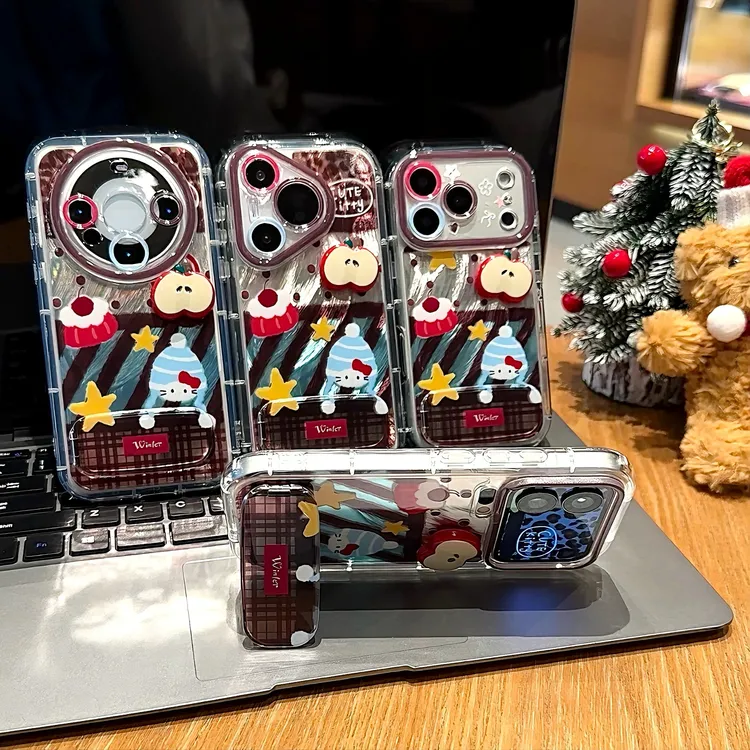 复古豹纹波点KT猫适用苹果17手机壳16华为P70女vivo小米15oppo套