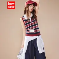 IEF/爱依服2025夏秋新款复古美高休闲学院风通勤百搭条纹背心上衣