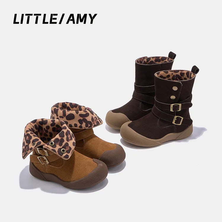 儿童洋气马丁靴加绒秋冬新款公主男女童百搭时尚潮款软底防滑皮靴