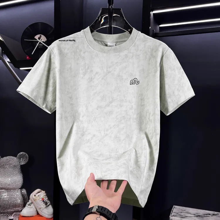 2025新款夏季时尚宽松男士短袖潮流美式圆领t恤刺绣半袖上衣体恤