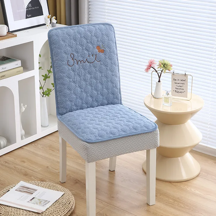 直背椅子套罩四季通用刺绣图案简约时尚实木椅子套防滑耐磨椅子套
