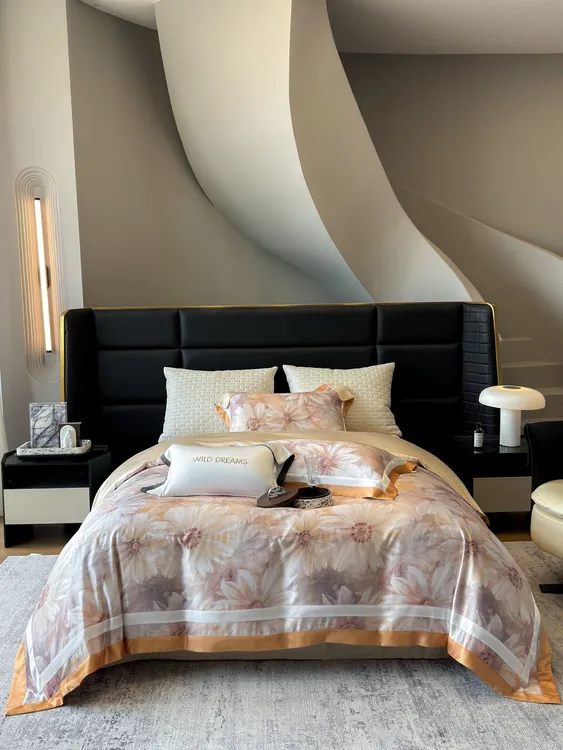 【柳烟】真丝天丝混纺轻奢简约时尚床单款四件套