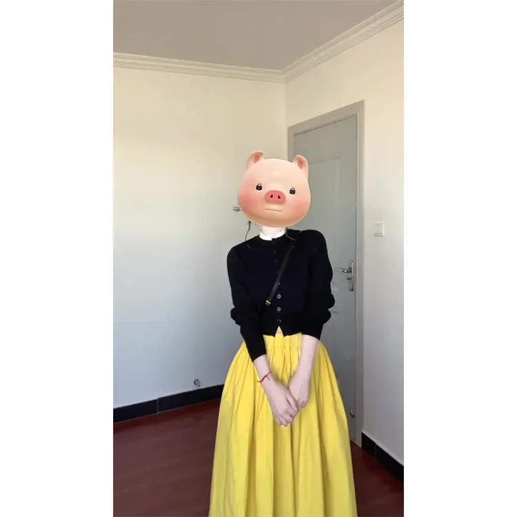 MARIE.COCO多巴胺穿搭一整套黑色单排扣长袖针织衫秋季黄色半身裙