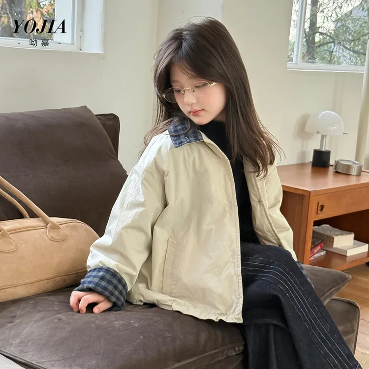 YOJIA女童棉衣冬季2025新款洋气保暖大童装棉服儿童夹棉外套冬装