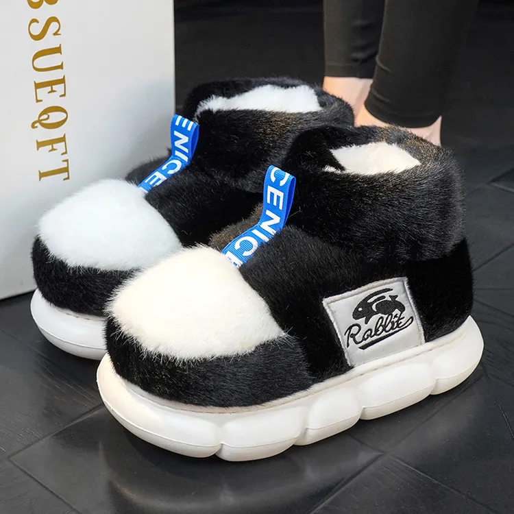 高帮棉拖鞋包跟外穿加绒保暖防滑棉靴厚底雪地靴冬季情侣棉鞋男士