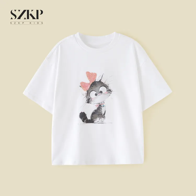 SZKP针织纯棉薄款t恤女童夏季新款儿童潮款圆领短袖BGYX551229