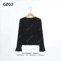 老琴私服【月下蝶舞】纯欲性感V领蕾丝镂空打底衫女冬新款内搭 0894