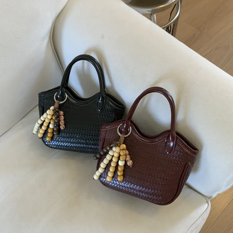  复古手提编织包包女2025新款潮时尚高级感托特包百搭单肩斜挎包 