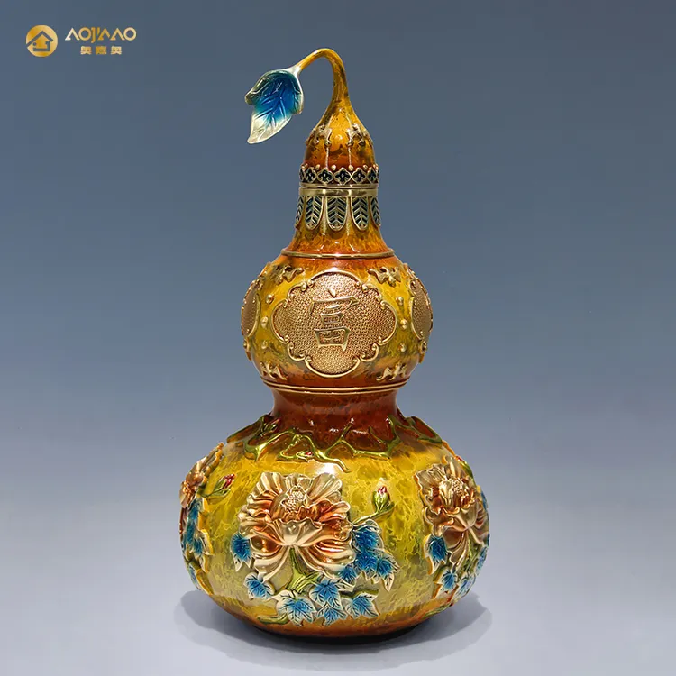 黄铜玉堂葫芦摆件家用客厅电视柜玄关装饰品壁龛摆设乔迁入户礼物