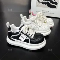 厚底潮鞋女2025秋季新款设计师款网红拼色贝壳鞋百搭休闲运动鞋女