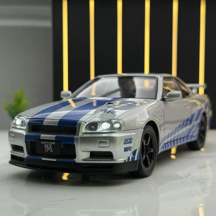 高端合金车模1:24合金跑车声光回力玩具车音效模型摆件送礼有面子