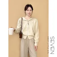 柔光针迹⑦七七146小个子超软糯气质连帽毛衣女新款针织衫小美说