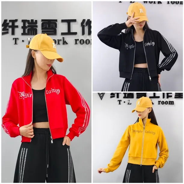 纤瑞雪工厂【551款外套】秋冬复合棉烫钻外套 加厚不加绒