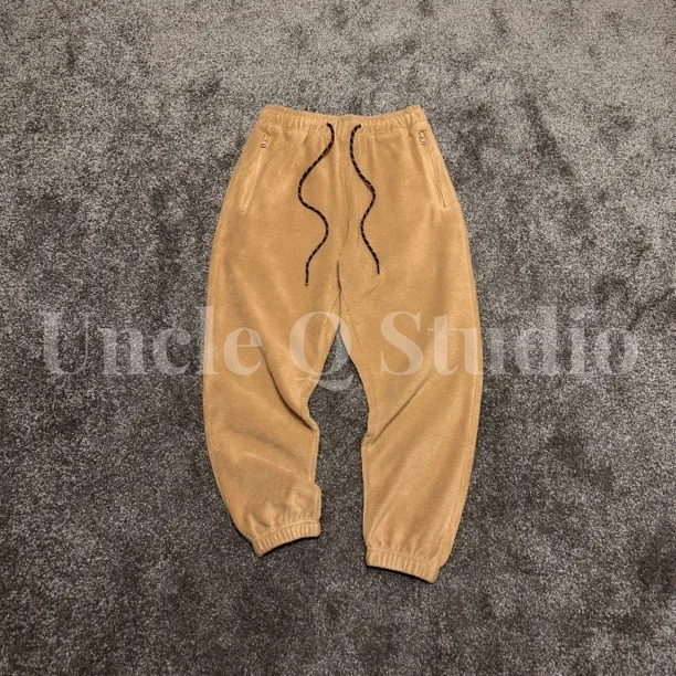 日系复古登山绒锁温保暖纯色束脚卫裤 男女同款