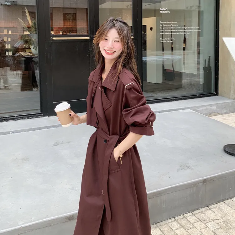 【】25春意法安可拉红休闲长款风衣外套女今年流行爆款大衣潮