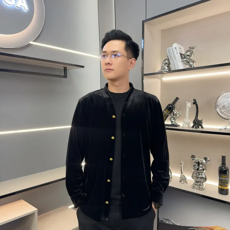 秋季男款金丝绒商务外套百搭绅士纯色男士款休闲外套