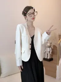 【小乔定制】法式V领小香风气质显瘦百搭设计感小个子翻袖短外套