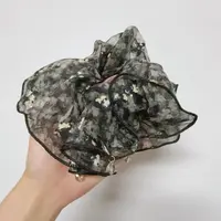 法式复古气质网纱碎花大肠发圈女高级感慵懒风大号发饰3246