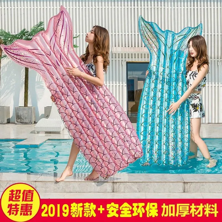 德国WEITELANG超大亮片美人鱼浮排鱼尾巴游泳圈成人坐骑水上魔毯