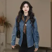 【商场同款】2025秋季新款时尚复古百搭修身显瘦长袖牛仔长袖衬衫女