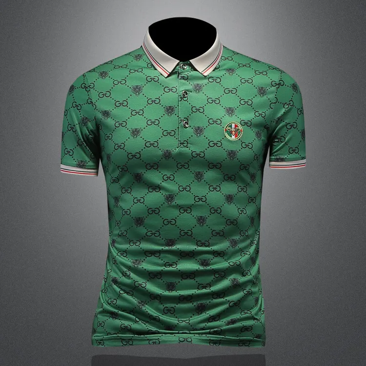 刺绣短袖POLO衫男休闲大码t恤修身半袖夏季新款男士冰丝polo花领