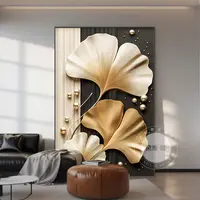 银杏叶高级感客厅装饰画现代轻奢沙发背景墙壁画餐厅走廊玄关挂画