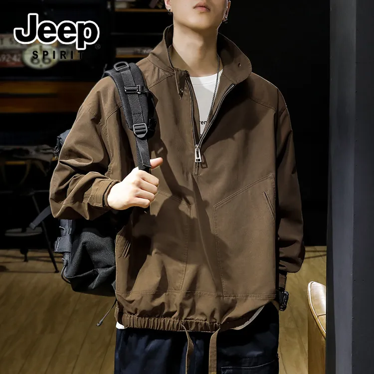 JEEP吉普秋季新款冲锋衣夹克外套男春秋男士工装上衣百搭休闲秋装