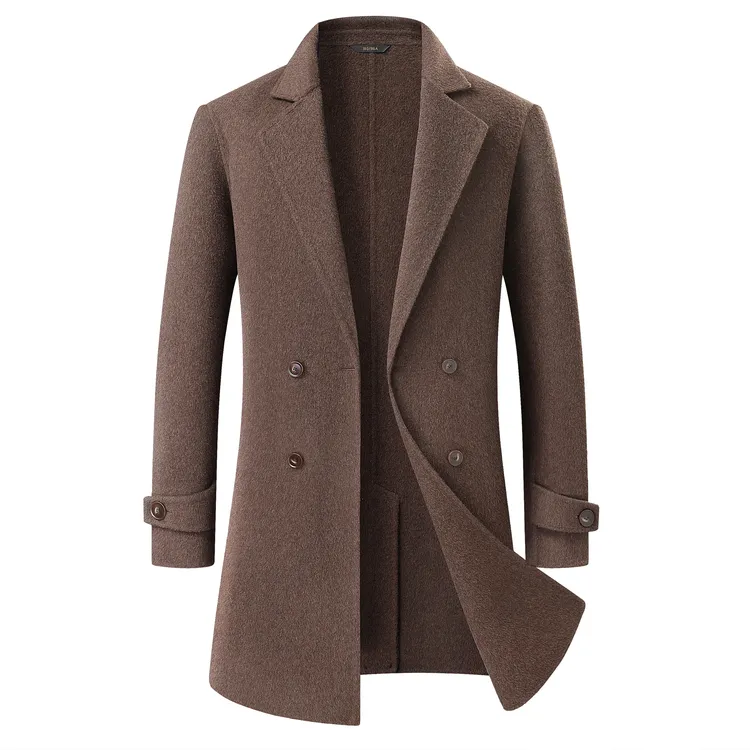 男士时尚大码修身羊毛呢韩版秋冬季羊毛呢中长款男商务休闲大衣DS