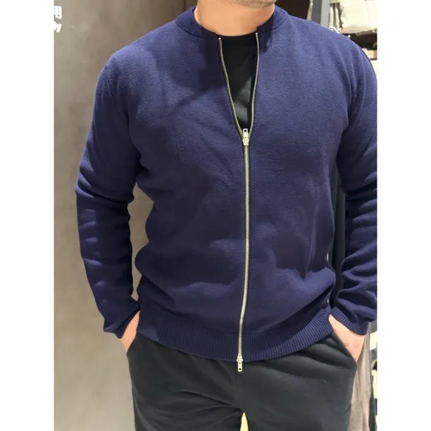 棒球服四空针织飞行员针织开衫复古毛衣外套拉链休闲