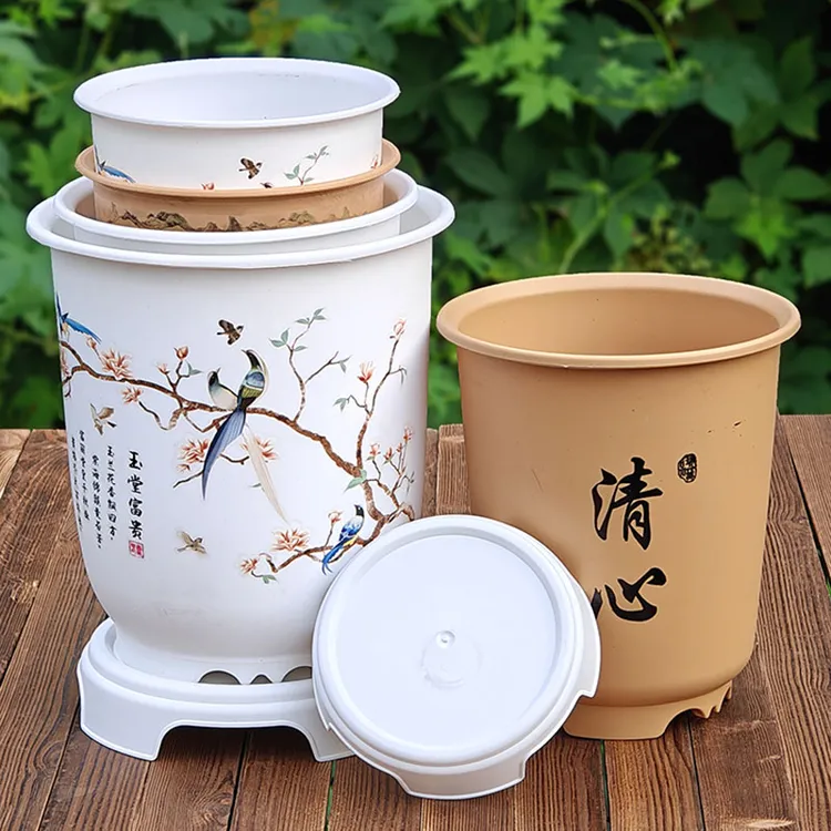 超控根兰花盆加厚仿陶瓷高筒精致百搭君子兰草盆栽盆树脂环保新款