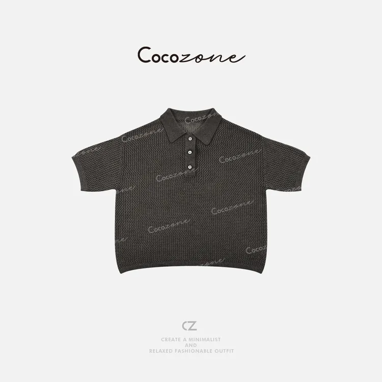 COCO ZONE 刘一一“镂空美学”莱赛尔亚麻混纺翻领毛织上衣CD1A0950