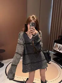 李馨儿【许愿池】显瘦圆领针织洋气宽松百搭套头早秋毛衣针织网红