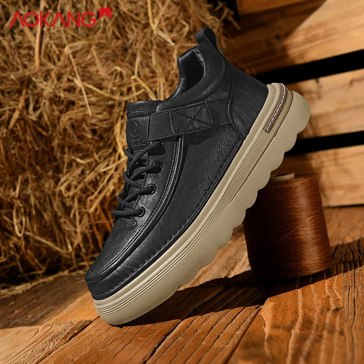 Aokang/奥康2025秋冬户外增高防滑休闲马丁靴时尚保暖一脚蹬男鞋