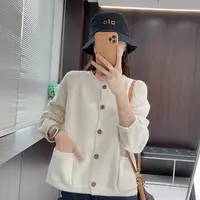 IMFLY金小金自制女装 针织衫DYW9883秋冬静奢风慵懒纯色针织开衫